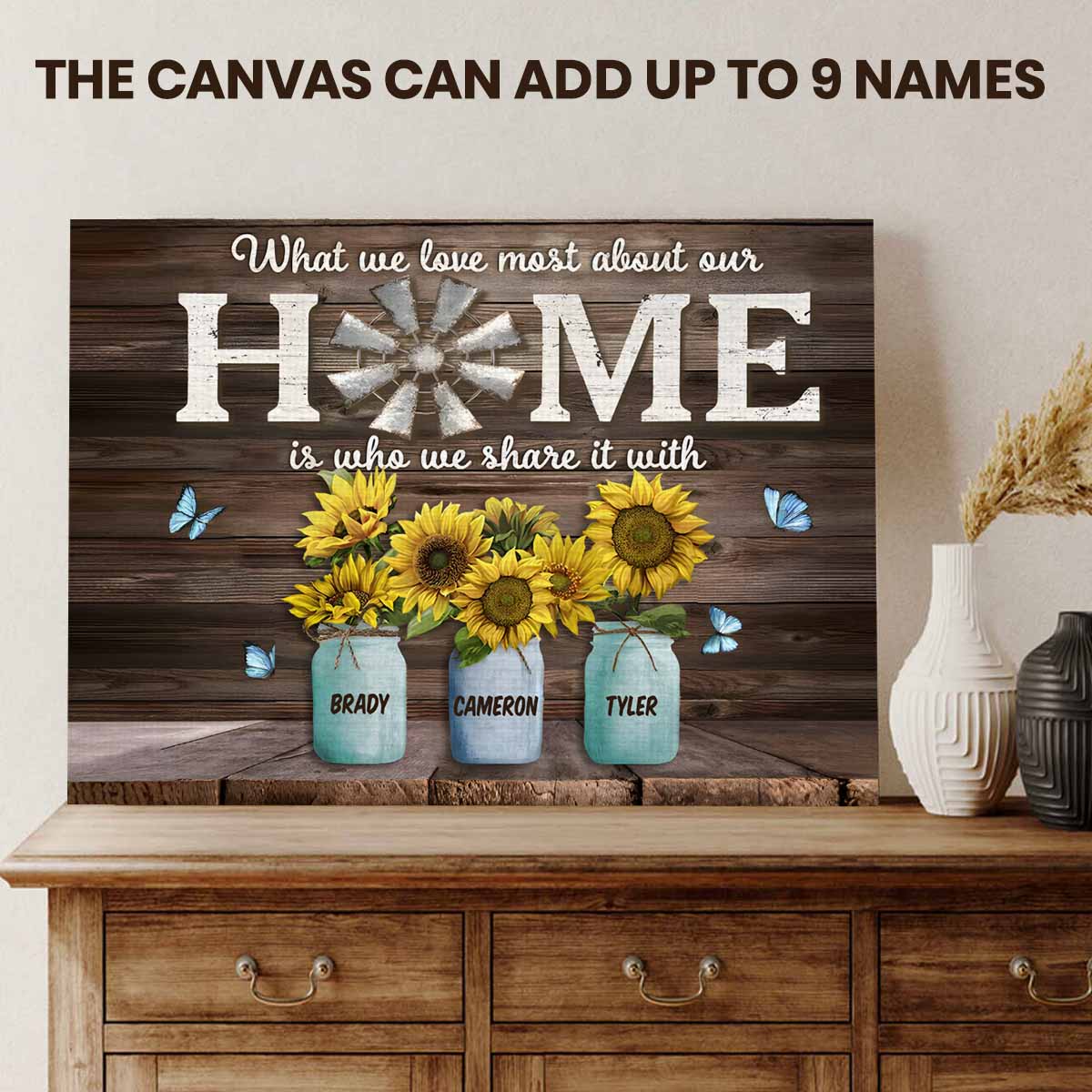 What We Love Most About Our Home | Custom Family Names Canvas