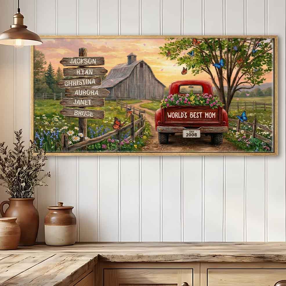 Spring Country Roads Family Sign Custom Canvas