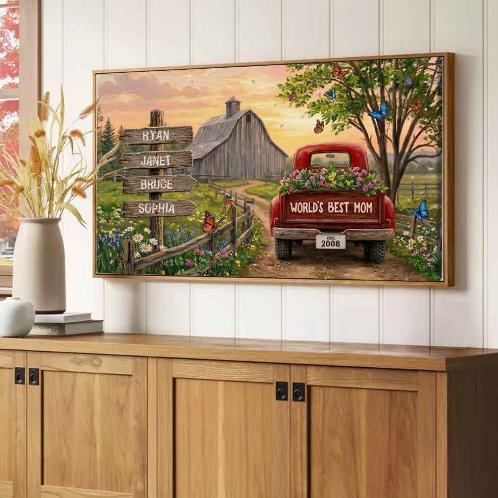 Spring Country Roads Family Sign Custom Canvas