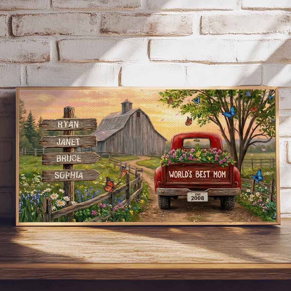 Spring Country Roads Family Sign Custom Canvas