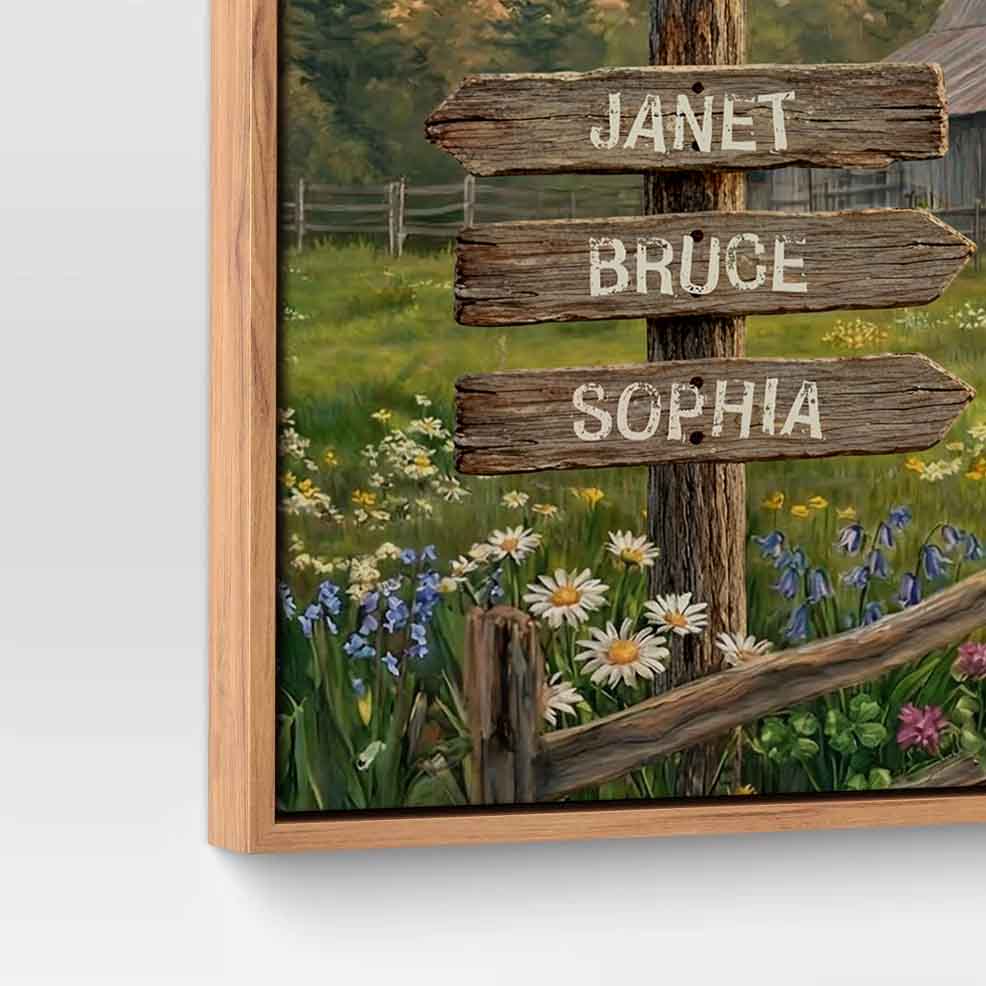 Spring Country Roads Family Sign Custom Canvas