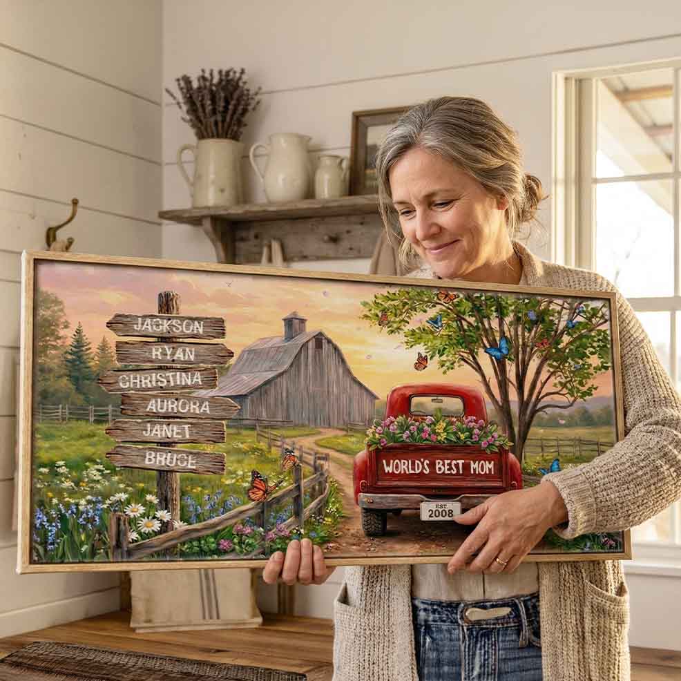 Spring Country Roads Family Sign Custom Canvas