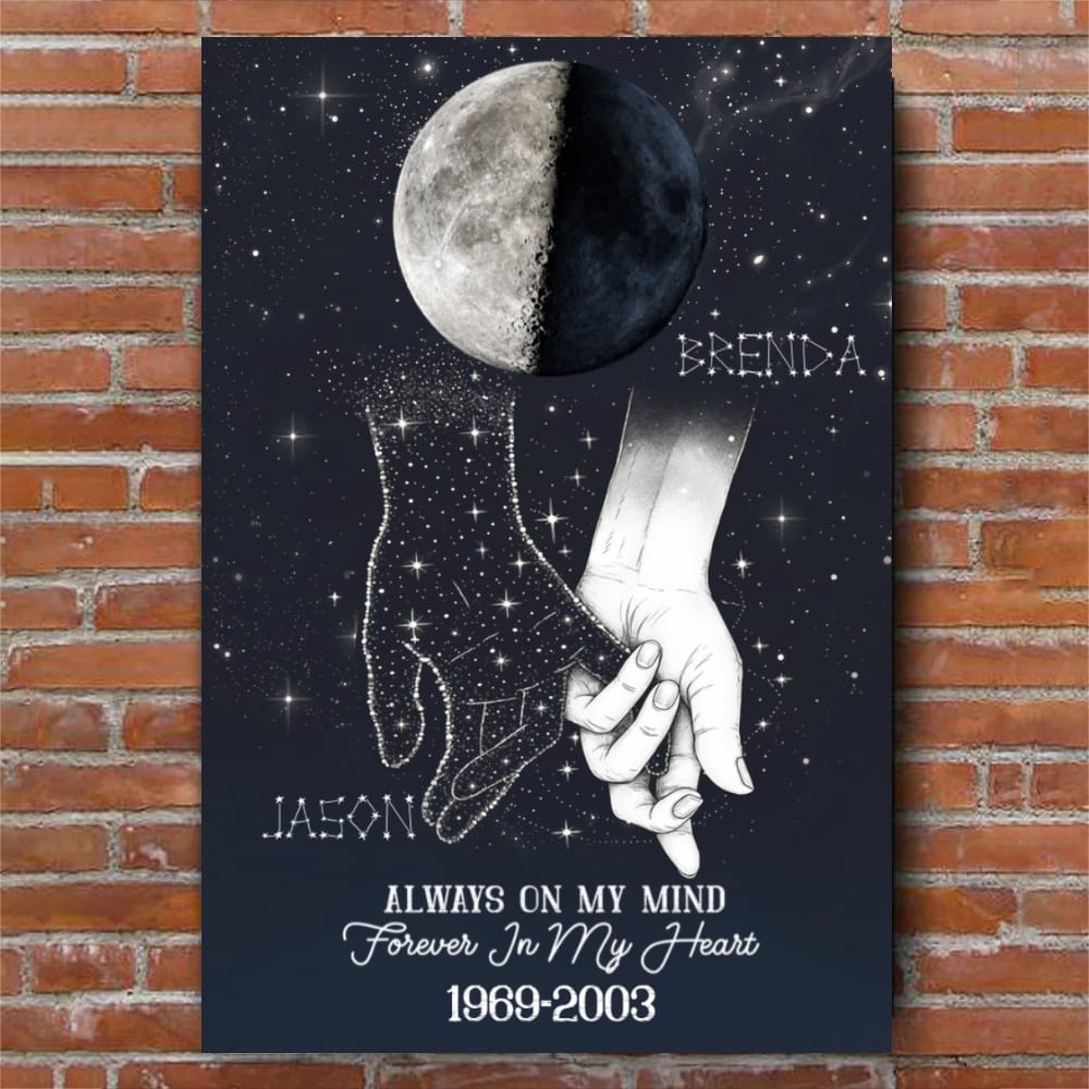 Heaven Gained The Brightest Star Custom Moon Phase Memorial Canvas